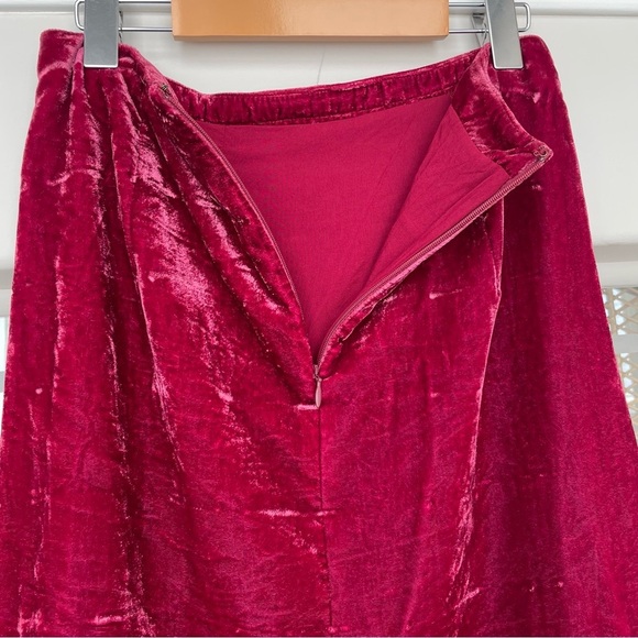 Anthropologie Velvet Mini Skirt Size 4 Small Medium Red Holiday Festive - Picture 5 of 8